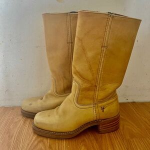 Frye Yellow Leather Heeled Pull-On Boots